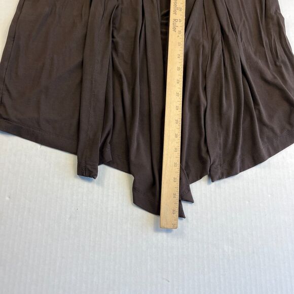 Chicos Draped Open Front Pleated Cardigan Brown Stretch Comfort Sweater 3 XL - Picture 6 of 11